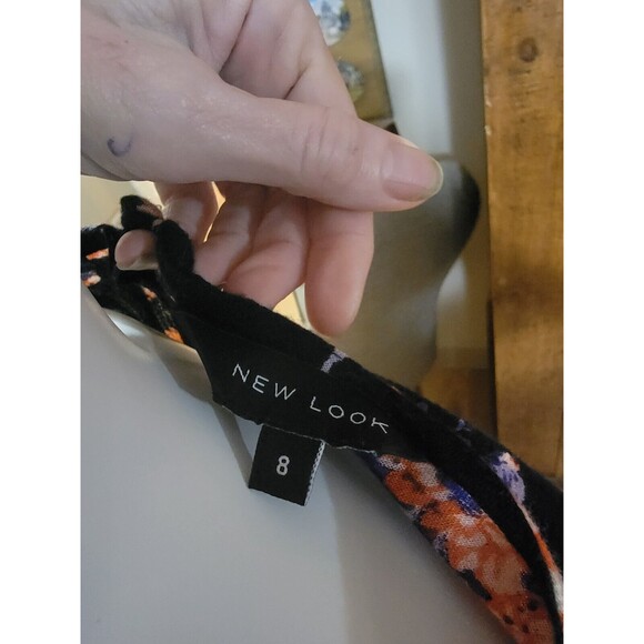 NEW LOOK casual summer cover-up/ dress, black w/ floral, US 4 UK 8 - Picture 9 of 15